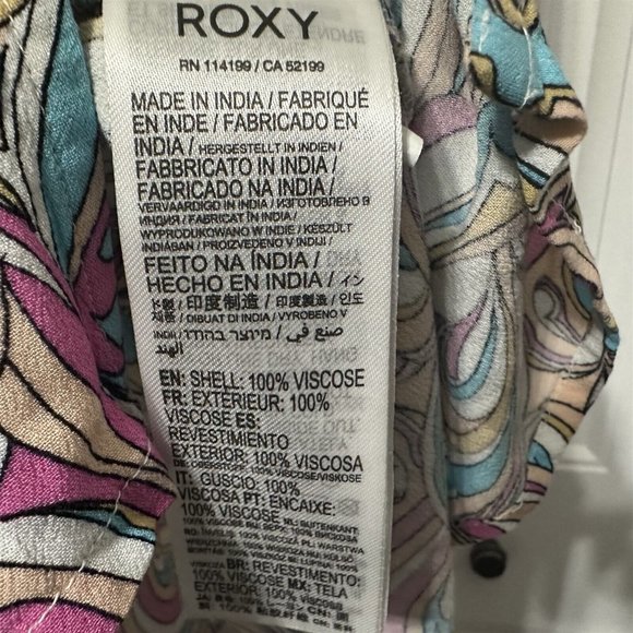 Roxy Daytrip Mini V Neck Slip Dress Swirly Daze Large Retro Swirl NEW - Picture 7 of 9